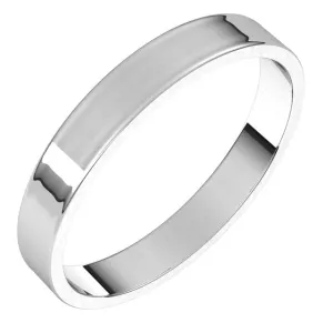 10K White Gold Flat Ultra-Light Wedding Band, 3 mm Wide
