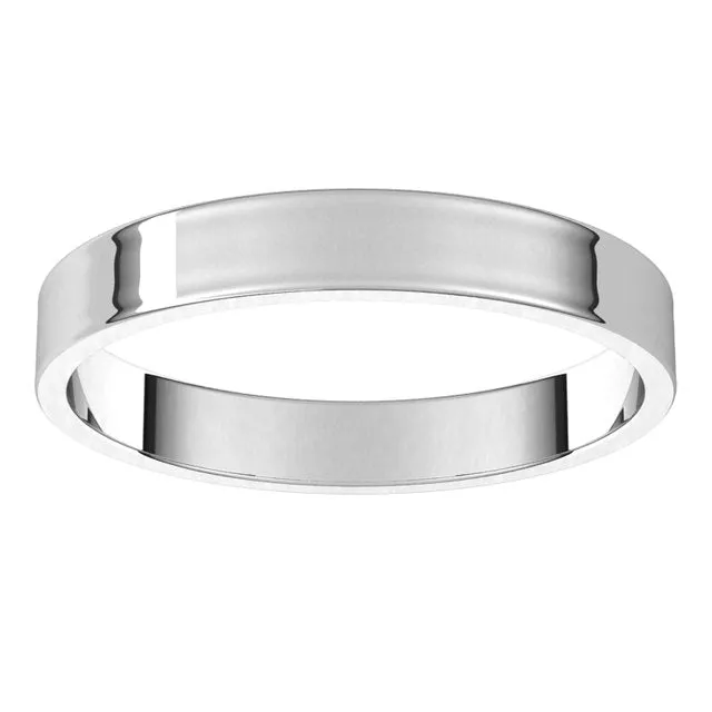 10K White Gold Flat Ultra-Light Wedding Band, 3 mm Wide