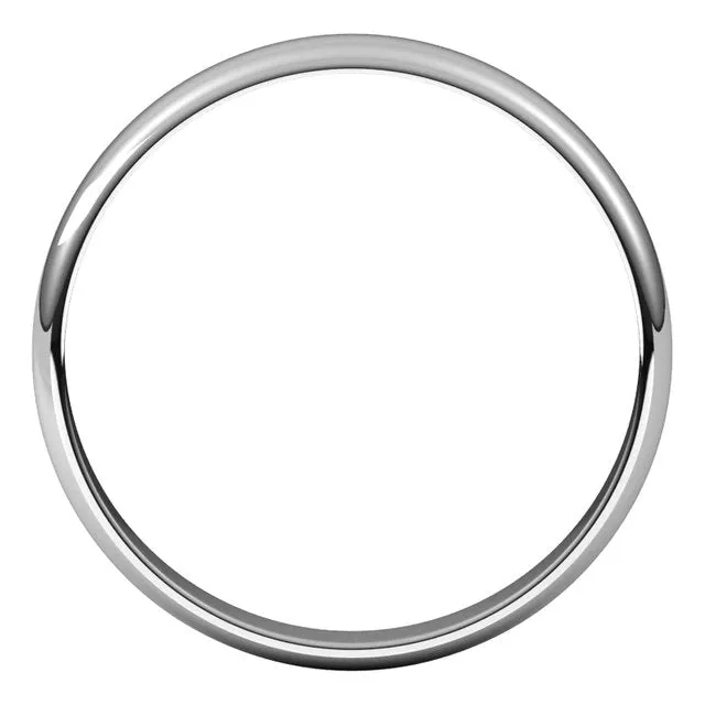 10K White Gold Half Round Ultra-Light Wedding Band, 3 mm Wide