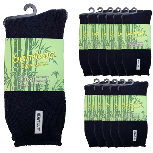 12 Pairs PREMIUM BAMBOO SOCKS Mens Heavy Duty Thick Work Socks Cushion BULK