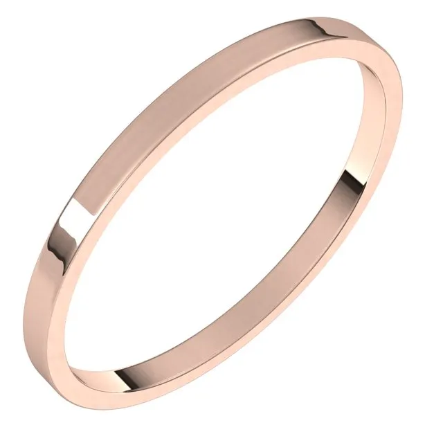 18K Rose Gold Flat Ultra-Light Wedding Band, 1.5 mm Wide