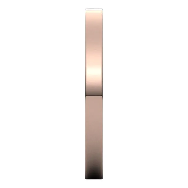 18K Rose Gold Flat Ultra-Light Wedding Band, 2 mm Wide