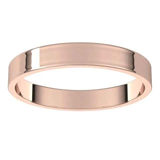 18K Rose Gold Flat Ultra-Light Wedding Band, 3 mm Wide