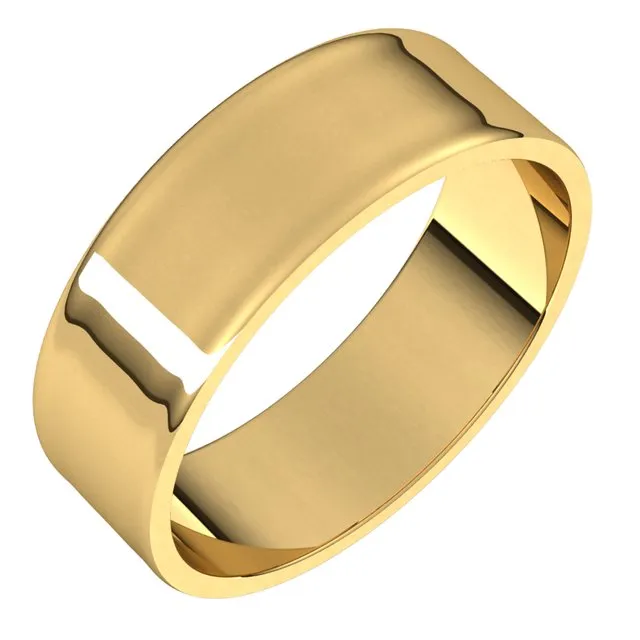 18K Yellow Gold Flat Ultra-Light Wedding Band, 6 mm Wide