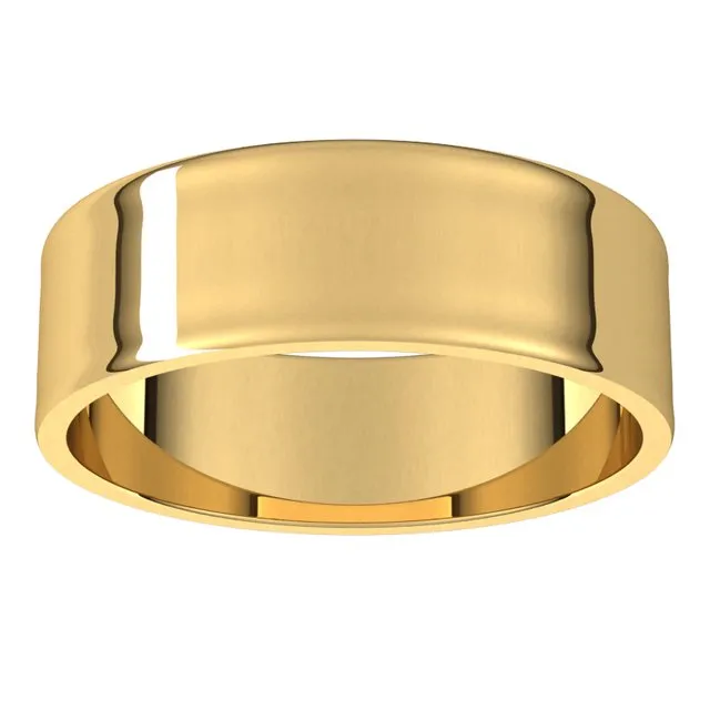 18K Yellow Gold Flat Ultra-Light Wedding Band, 6 mm Wide