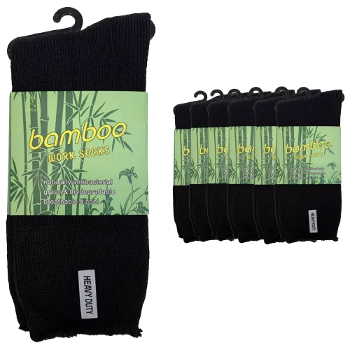 6 Pairs PREMIUM BAMBOO SOCKS Mens Heavy Duty Thick Work Socks Cushion BULK
