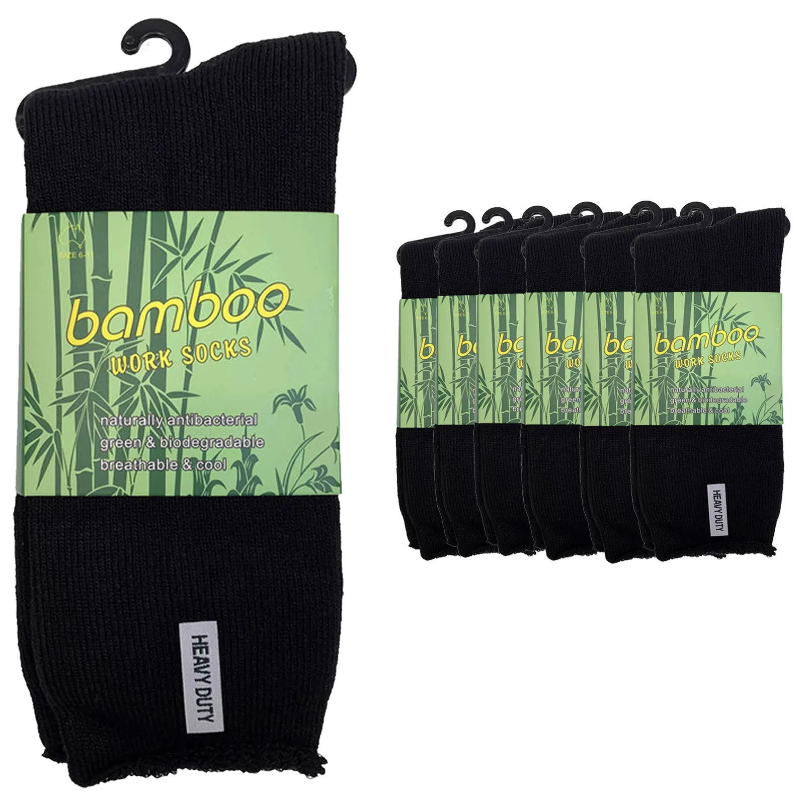 6 Pairs PREMIUM BAMBOO SOCKS Mens Heavy Duty Thick Work Socks Cushion BULK