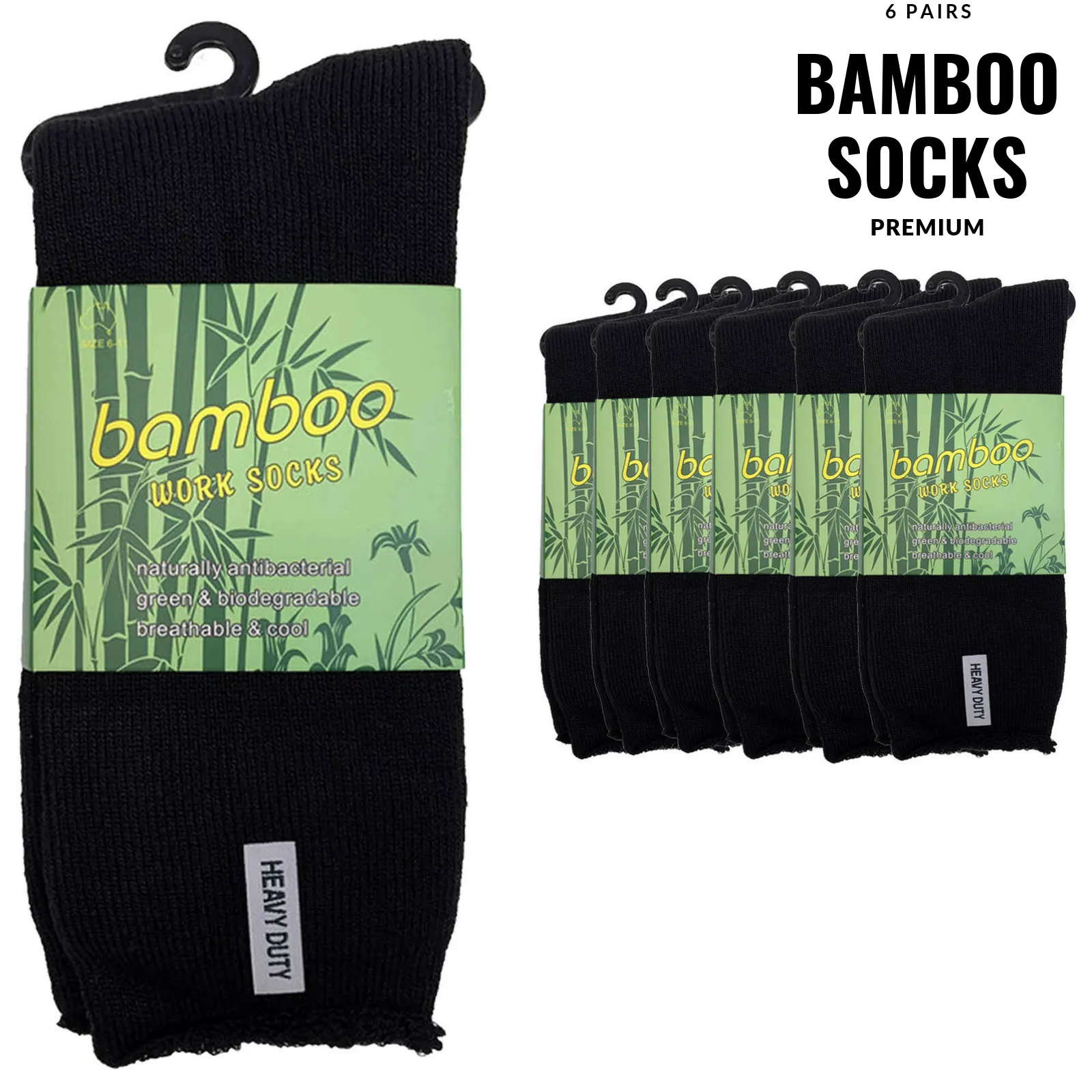 6 Pairs PREMIUM BAMBOO SOCKS Mens Heavy Duty Thick Work Socks Cushion BULK