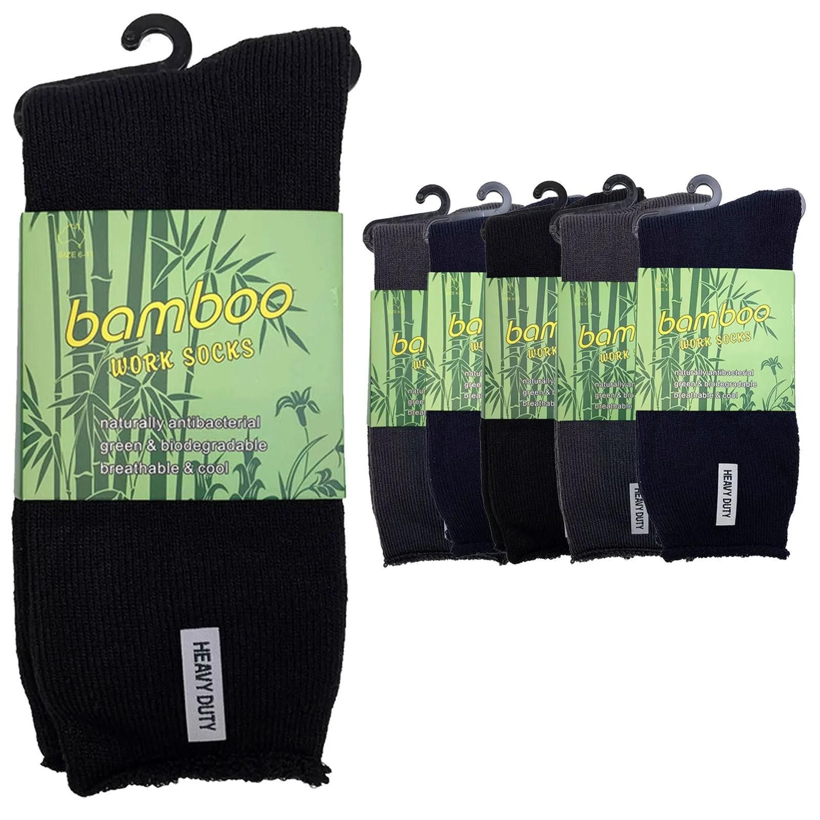 6 Pairs PREMIUM BAMBOO SOCKS Mens Heavy Duty Thick Work Socks Cushion BULK