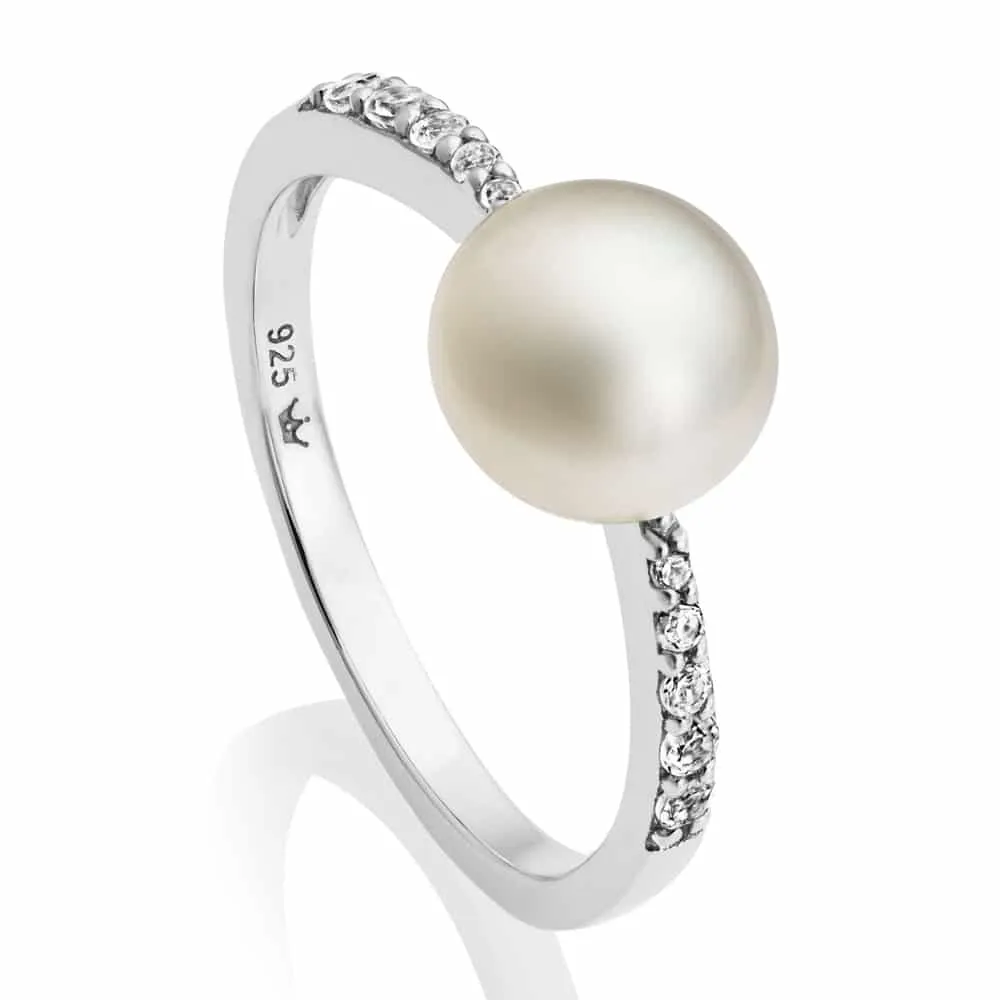 Amberley Pearl Ring, Size M - Silver - 1713688