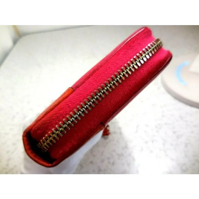 Gucci Fuchsia Orange W Bamboo Pull Xl Line Zip Around Checkbook Size Wallet