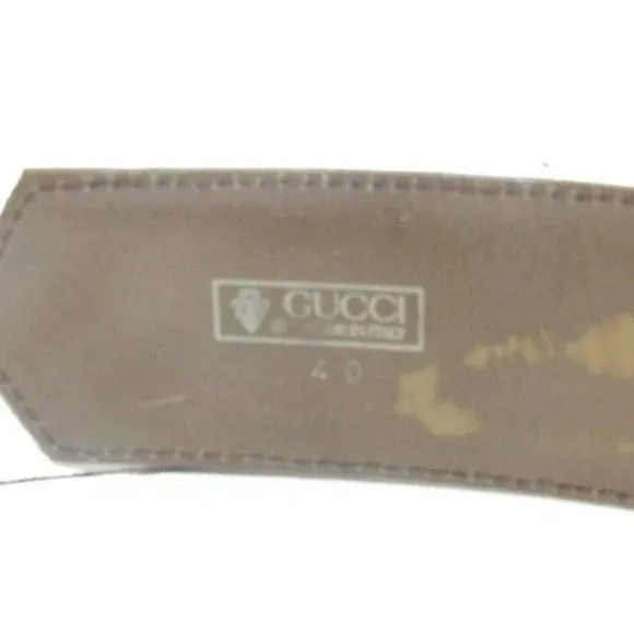 Gucci Grey Leather Belt with Gold GG Bamboo Engraved Buckle