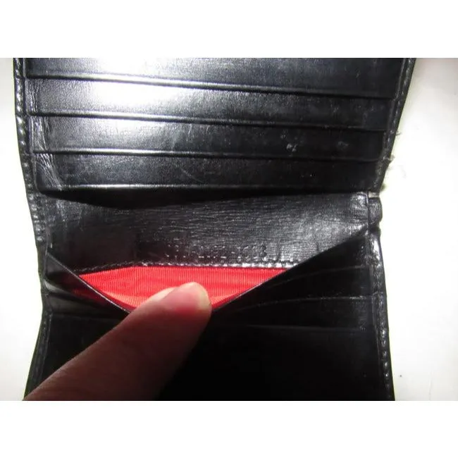 Gucci Navy Leather Exterior With Red Leather Lining And Gold Horseshoe Accent Vintage Walletdesigner