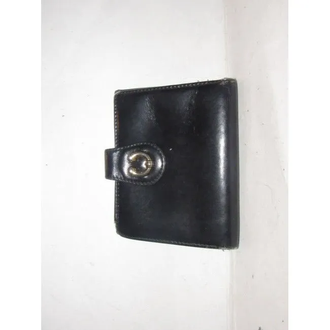 Gucci Navy Leather Exterior With Red Leather Lining And Gold Horseshoe Accent Vintage Walletdesigner