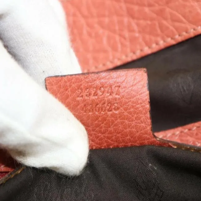 Gucci Orange Leather Bamboo Bar Satchel W Chrome Accents
