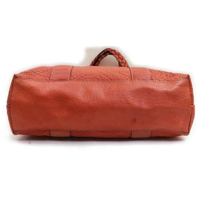 Gucci Orange Leather Bamboo Bar Satchel W Chrome Accents
