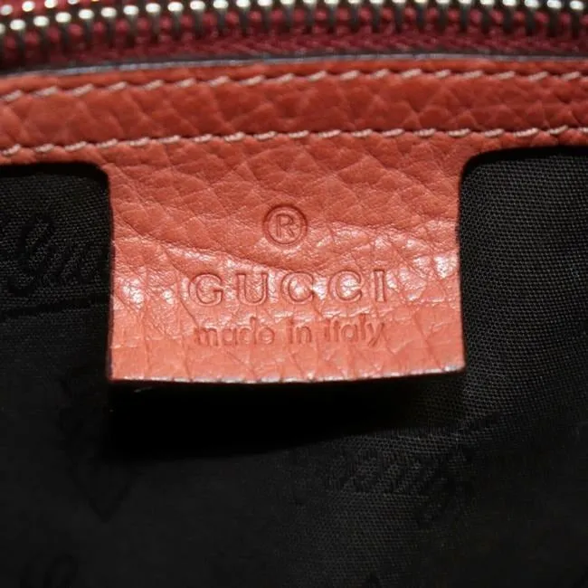 Gucci Orange Leather Bamboo Bar Satchel W Chrome Accents