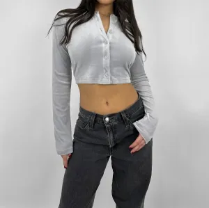 Nia - Crewneck Velvet Cardigan