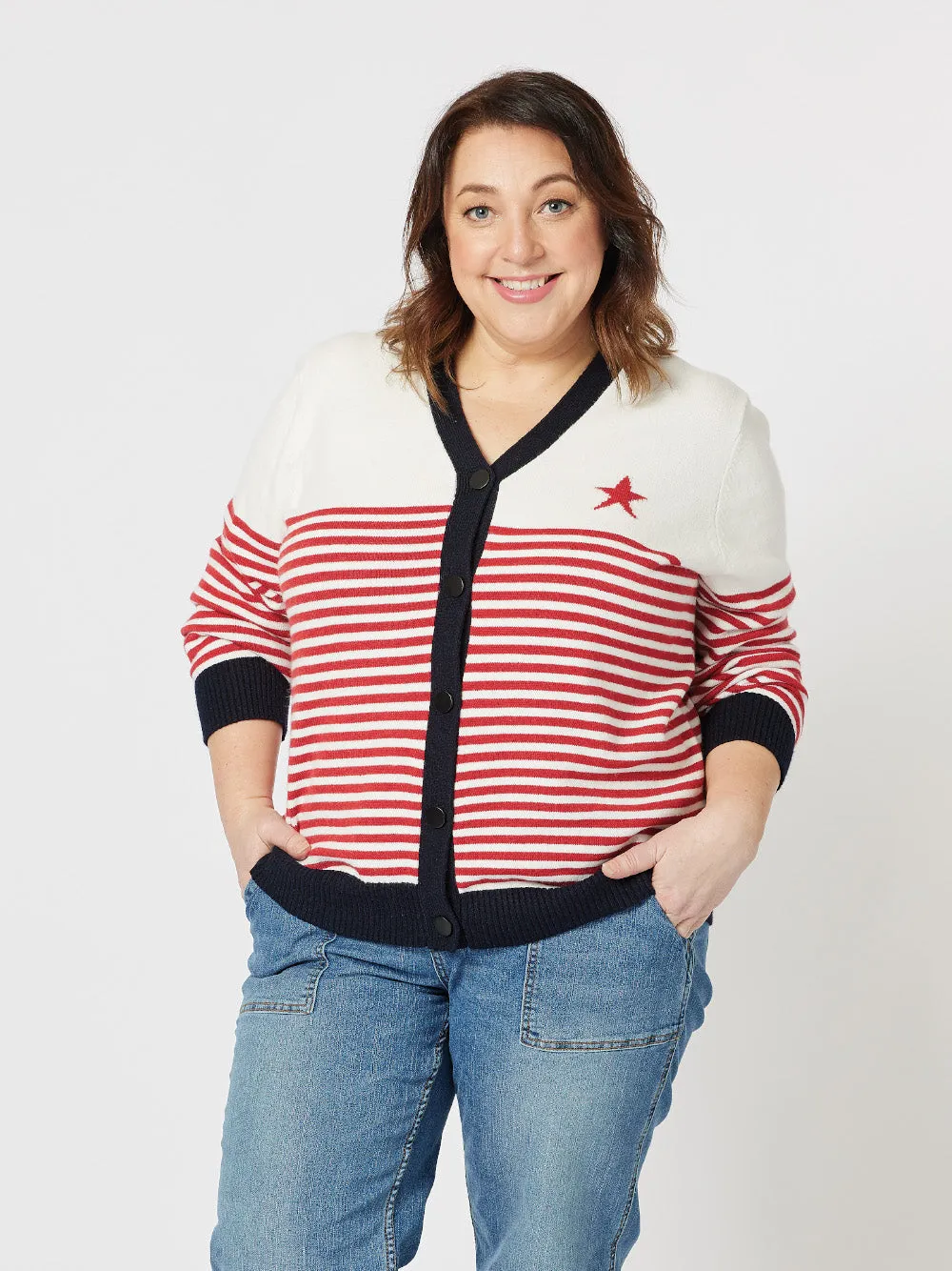 Stripe cardigan - red