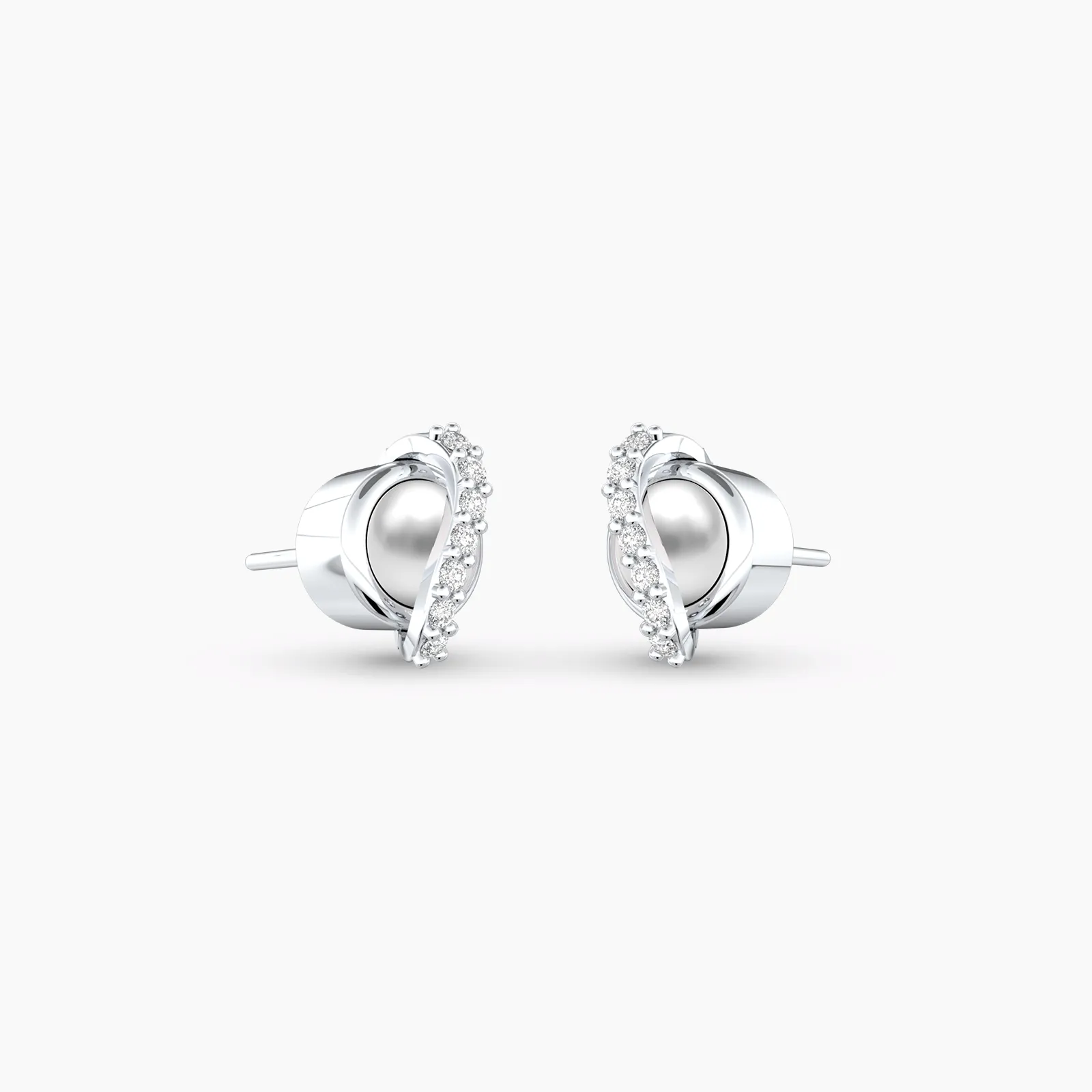White Gold Diamond Cross Pearl Earstuds