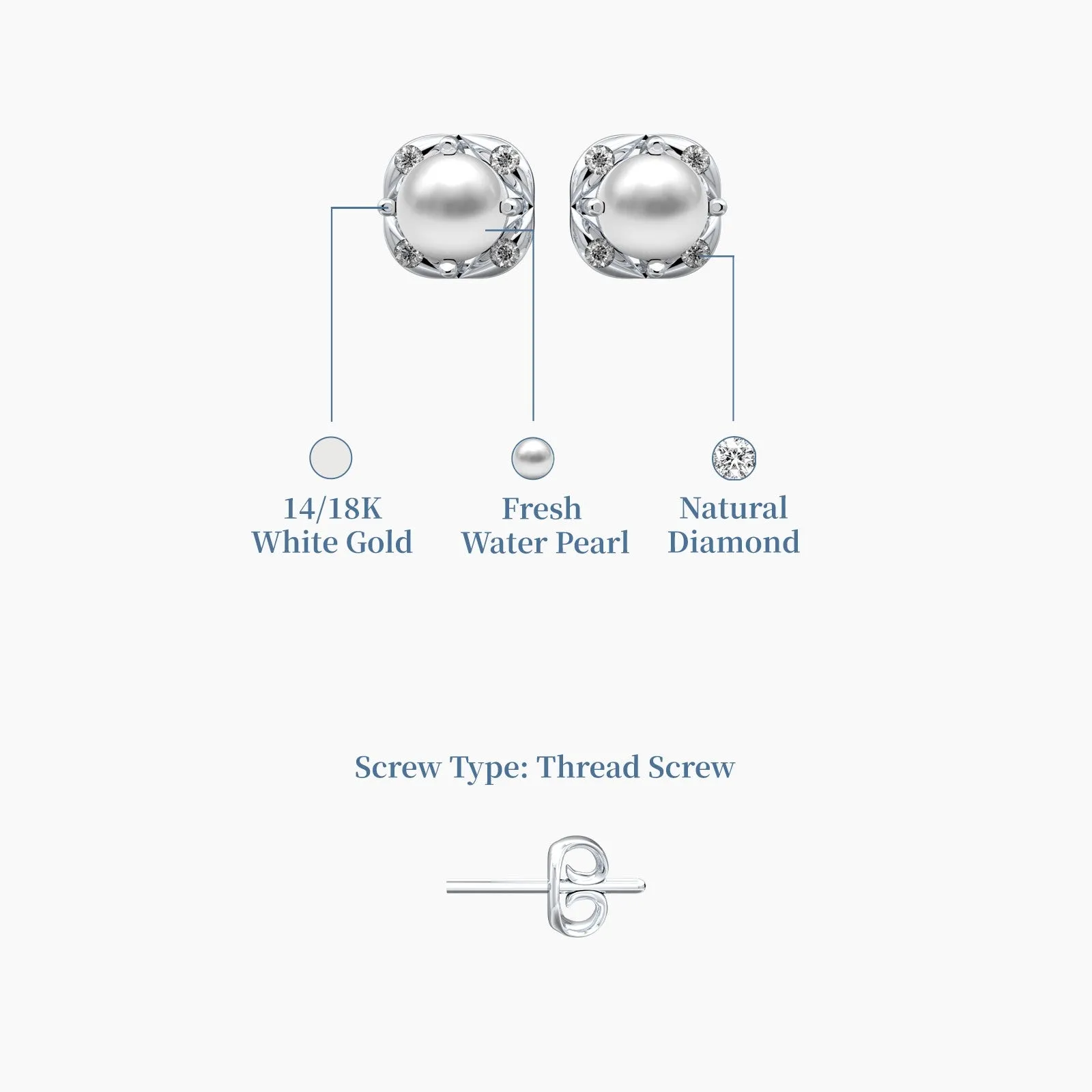 White Gold Golden Glow Pearl Diamond Earrings