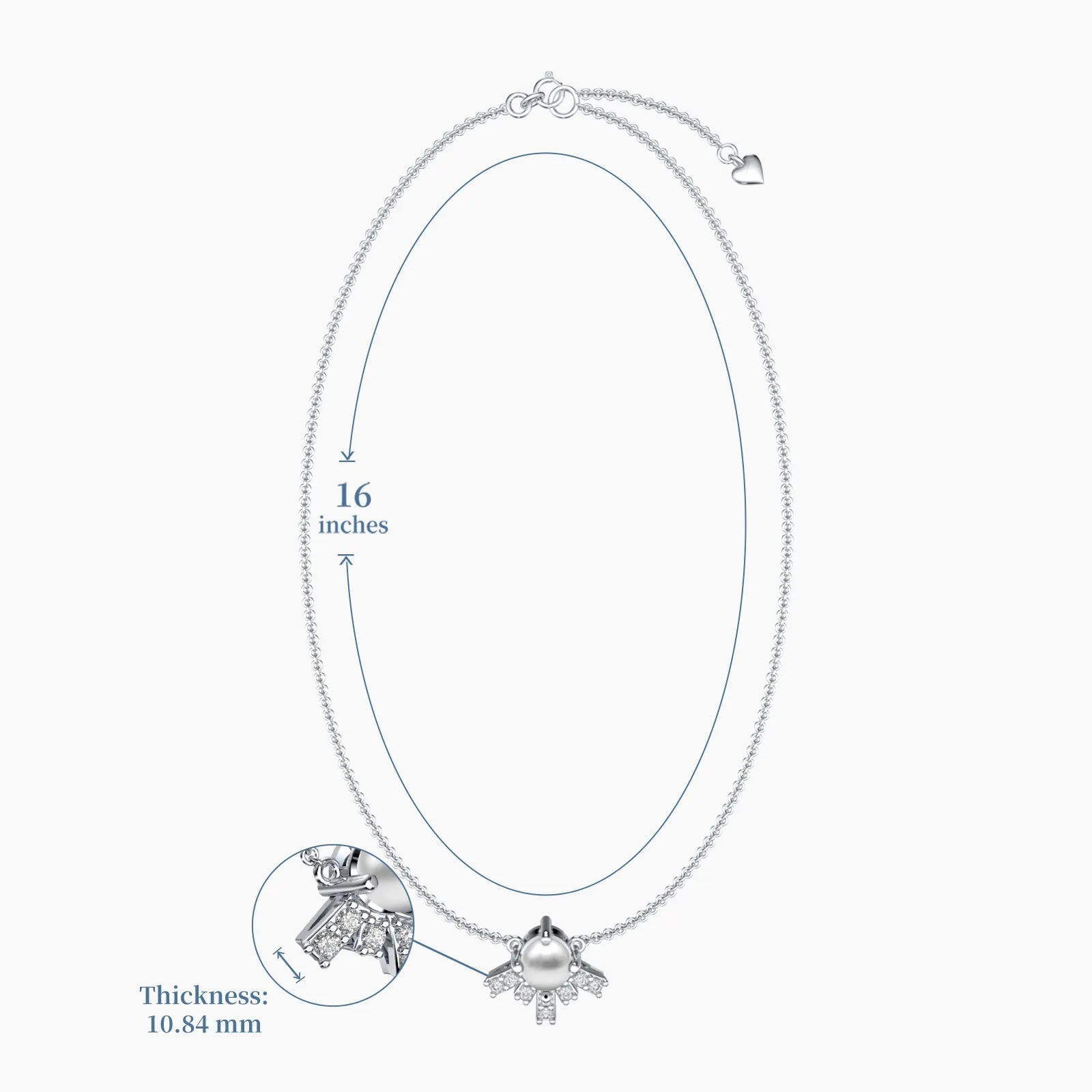 White Gold Ray of Hope Diamond Pearl Necklace